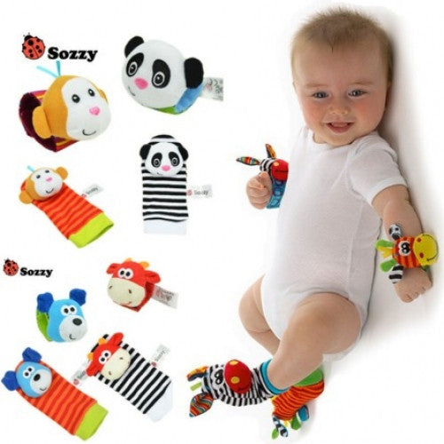 Plush Sock Baby Boys/Girls Toy with Rattle Wrist Foot Finder