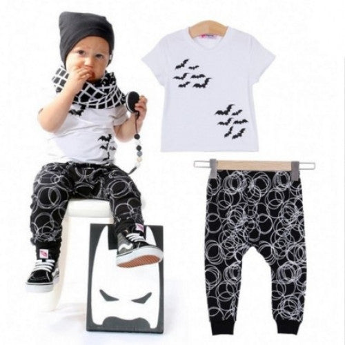 Baby Boys Outfits with Top T-shirt Pants and Bat Print