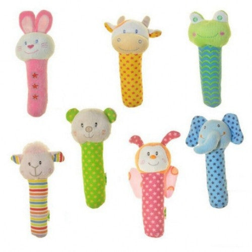 Hand Puppet Soft  Stick Baby Toys and  Handbells Rattles